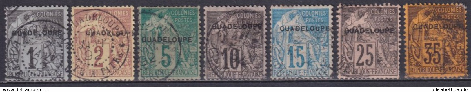 GUADELOUPE - YVERT N° 14/19+21+23 OBLITERES - COTE = 142 EUR. - - Gebruikt