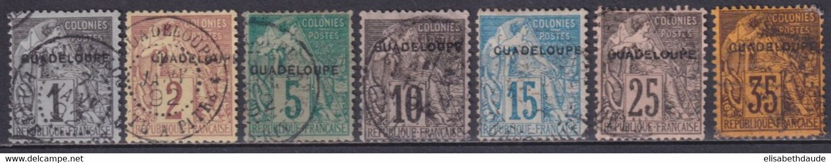 GUADELOUPE - YVERT N° 14/19+21+23 OBLITERES - COTE = 142 EUR. - - Used Stamps