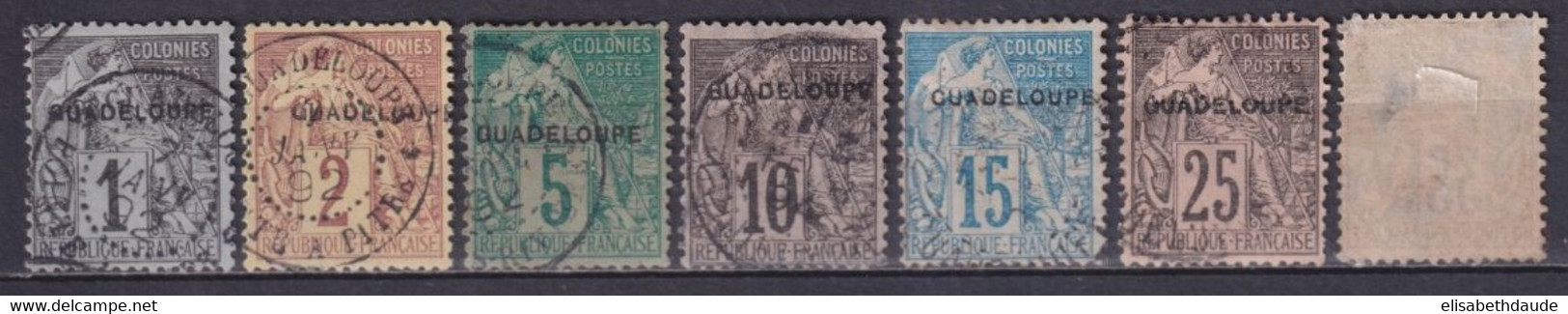 GUADELOUPE - YVERT N° 14/19+21+23 OBLITERES - COTE = 142 EUR. - - Oblitérés