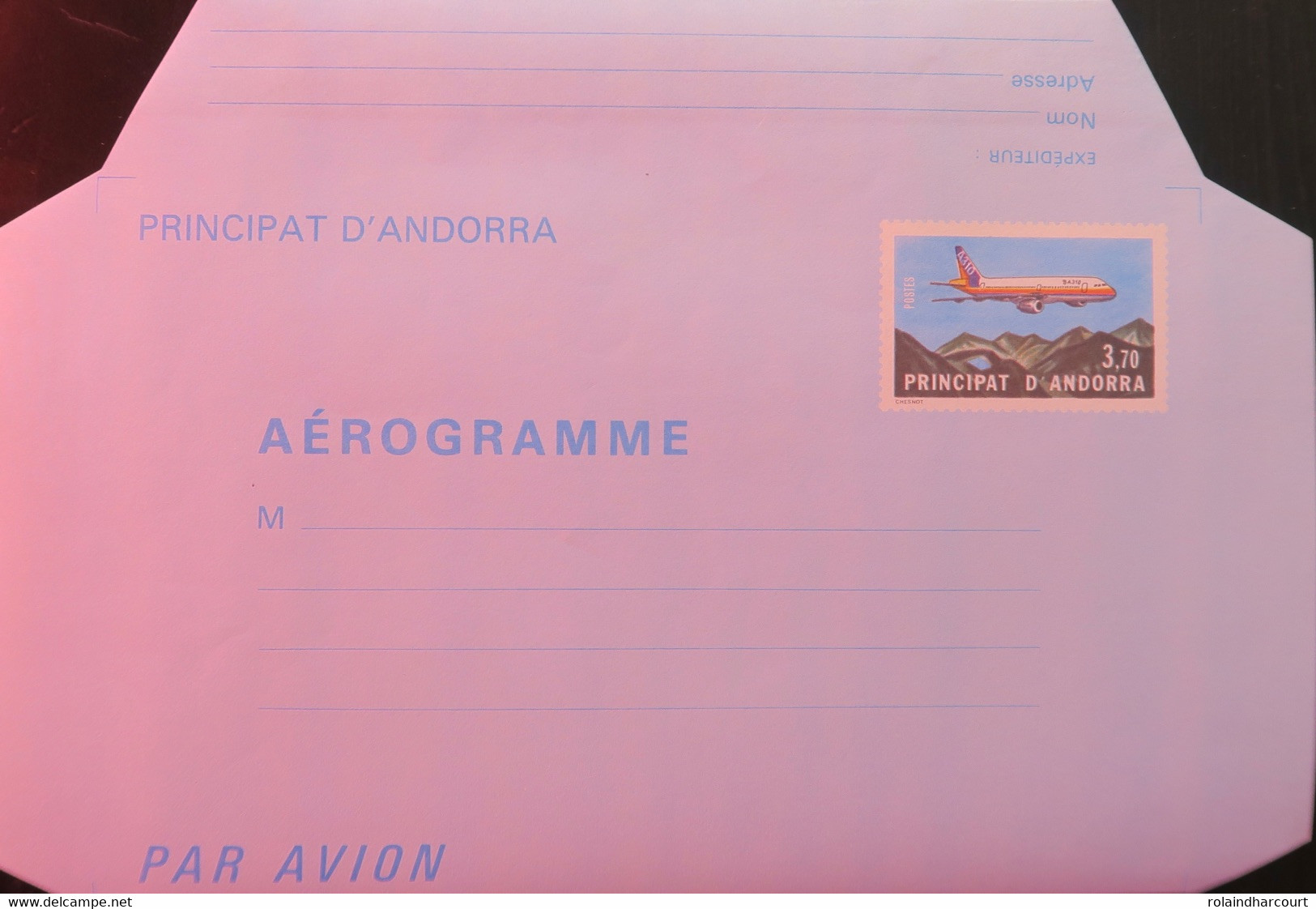 R1337/703 -  1985 - ANDORRE FRANÇAIS - AIRBUS A310 - AEROGRAMME - N°1 (✉️ VIERGE) - Entiers Postaux & Prêts-à-poster