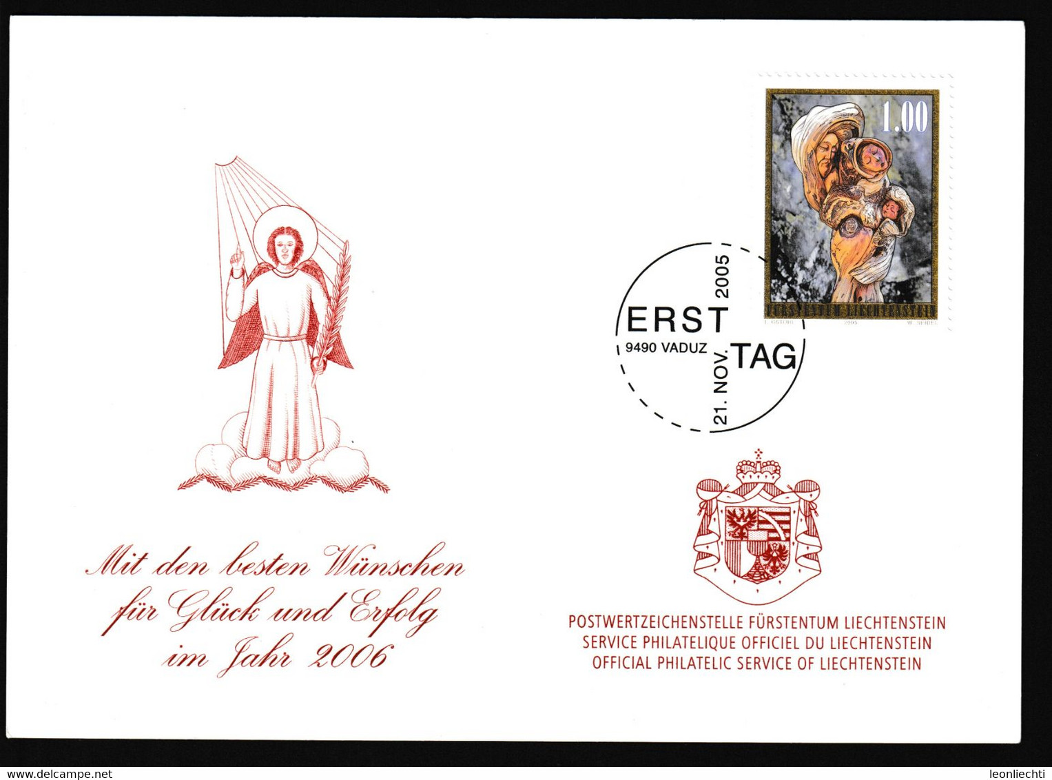 2005 Liechtenstein, Neujahrskarte, Mi: 1392°  Heilige Familie - Covers & Documents