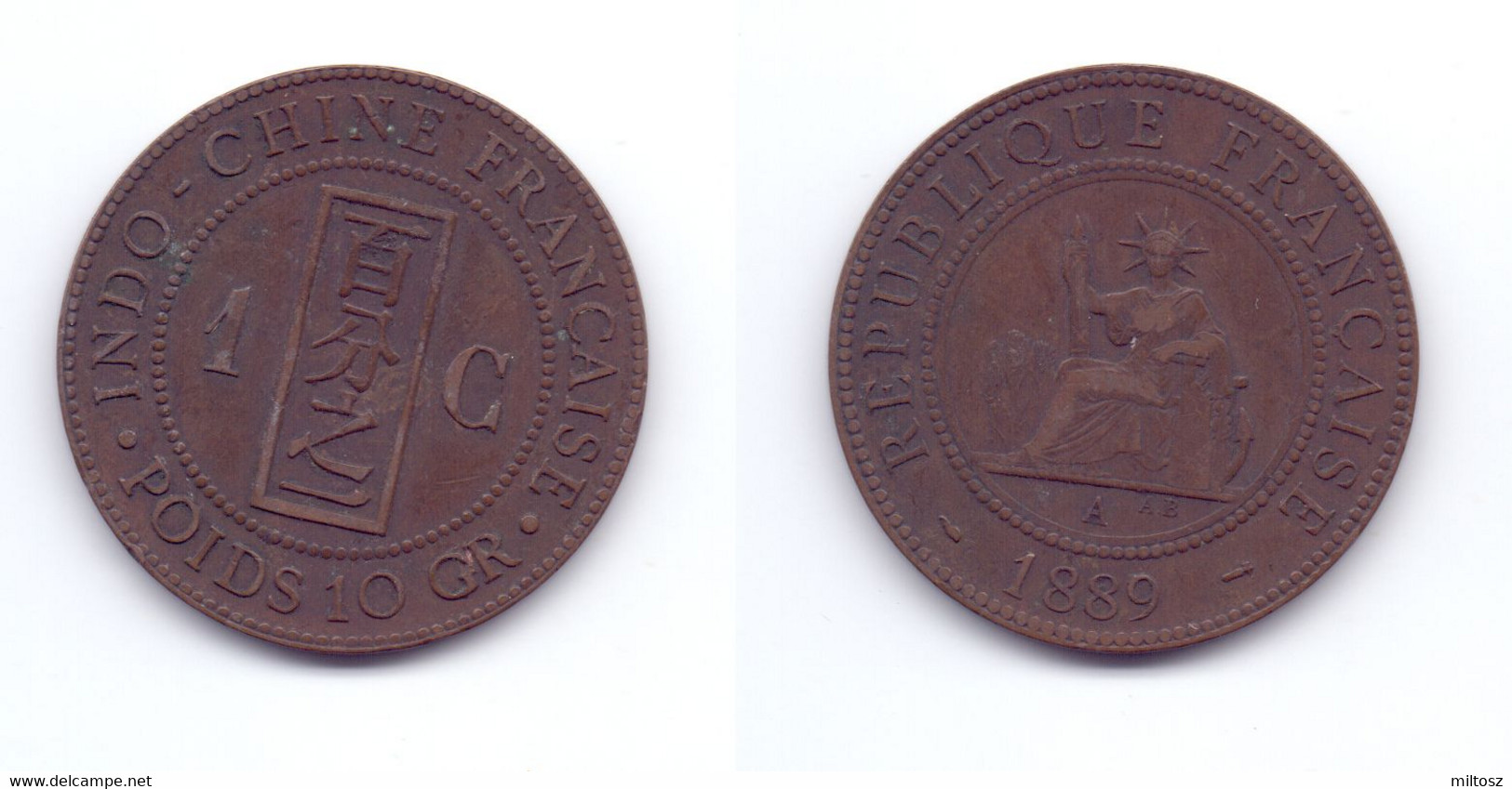 French Indochina 1 Cent 1889 A - Viêt-Nam