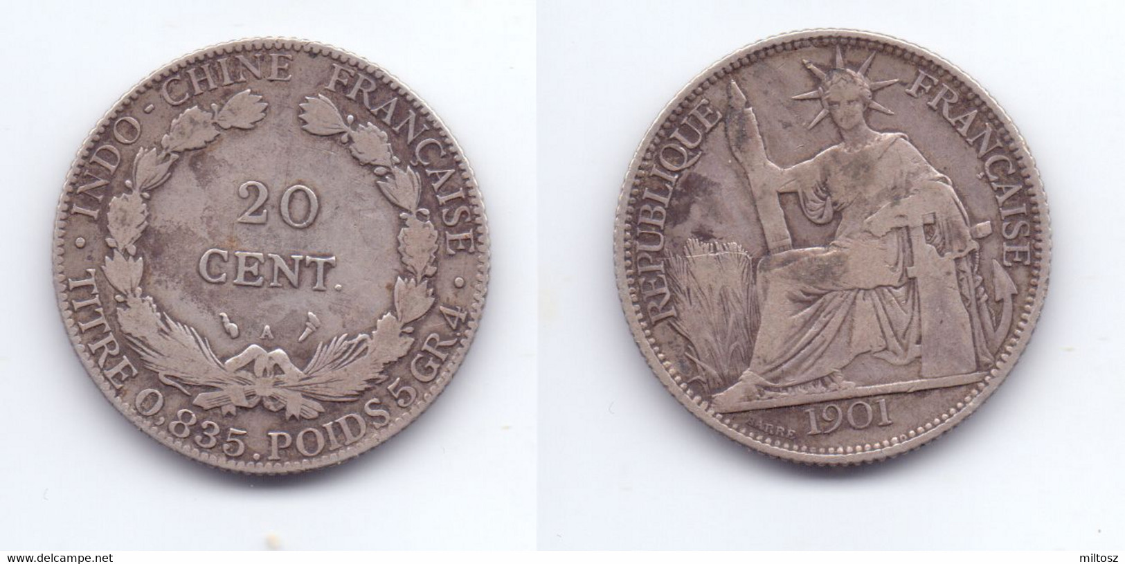 French Indochina 20 Cents 1901 - Vietnam