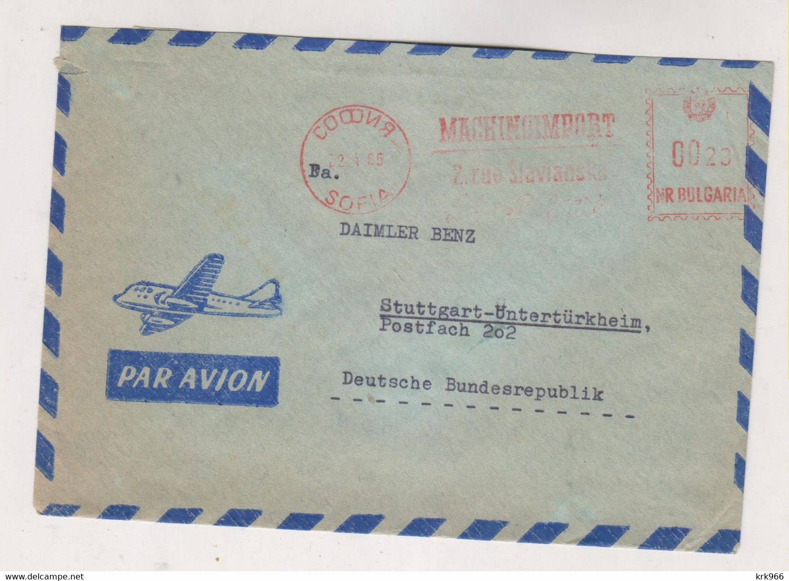 BULGARIA SOFIA 1965 Airmail   Cover To Germany Meter Stamp - Covers & Documents