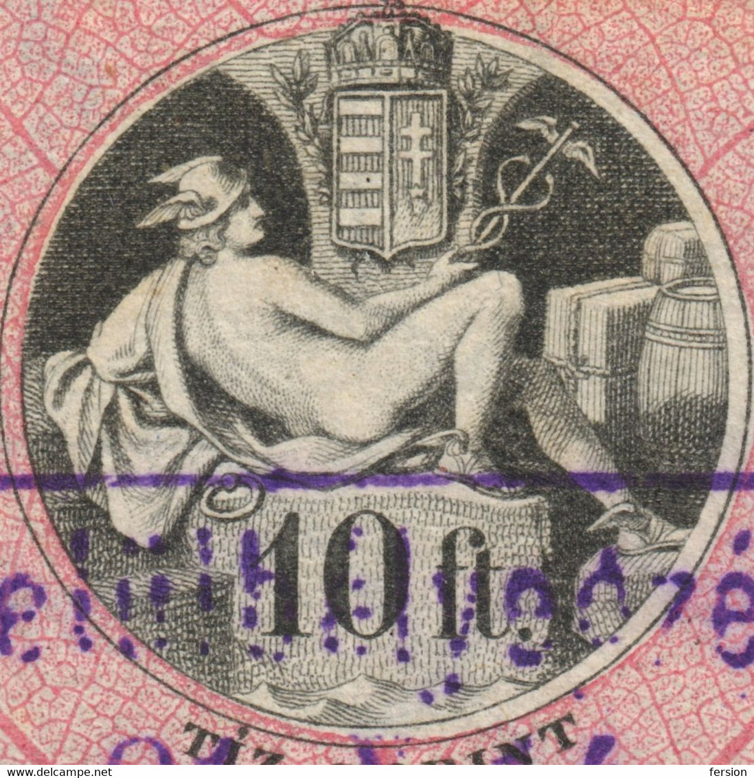 1880 1887 Hungary Croatia Slovakia Romania Transylvania Kuk Revenue Tax Fiscal 10 Ft. Caduceus HERMES Greek Mythology - Fiscale Zegels