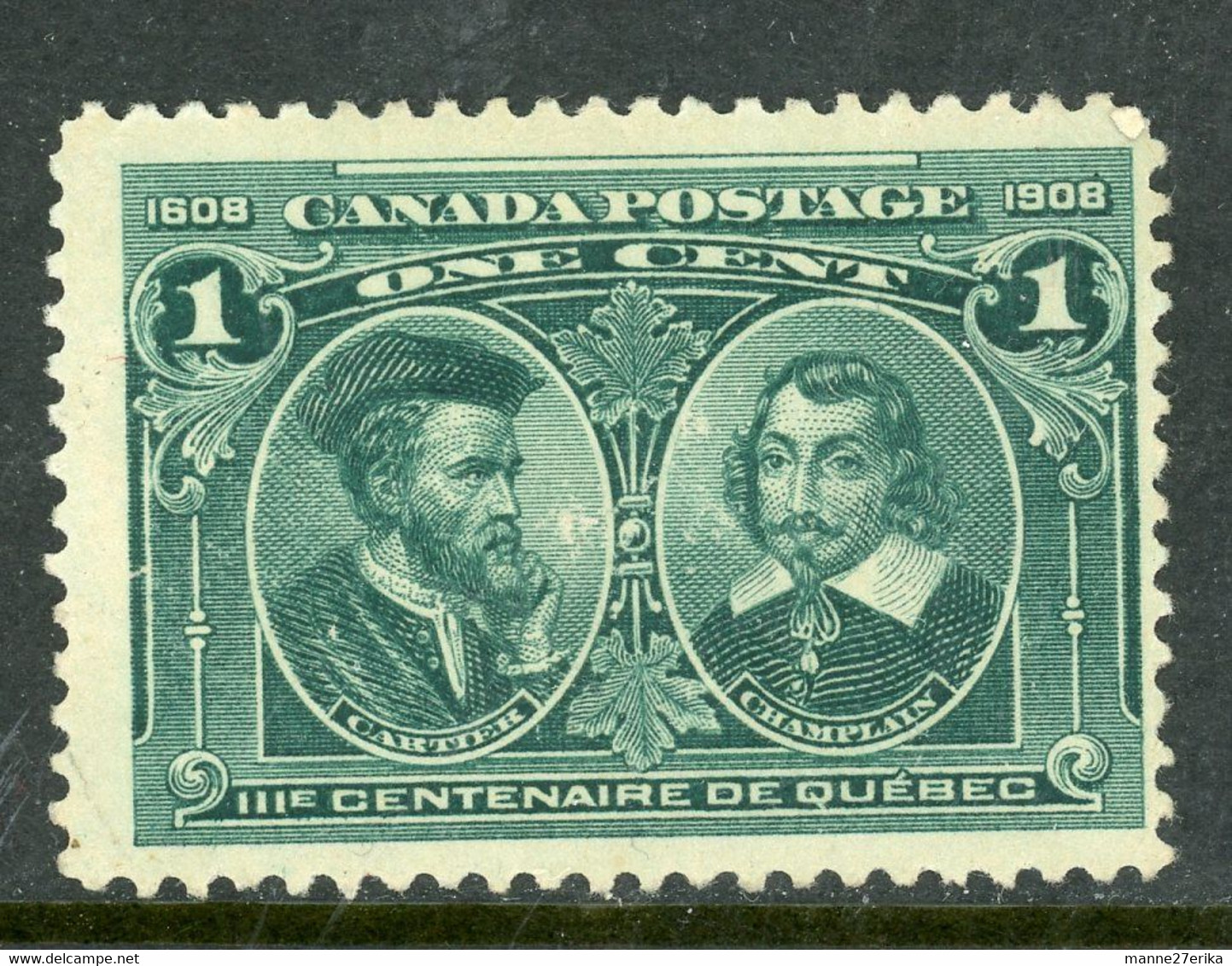 Canada Mint, No Gum 1908 Cartier And Champlain - Unused Stamps