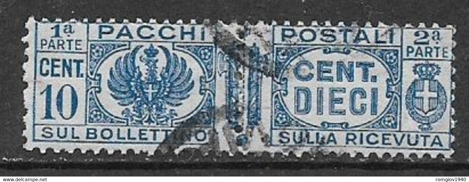 REGNO D'ITALIA 1927-32 PACCHI POSTALI VITTORIO EMANUELE III AQUILA SABAUDA SASS. 25 USATO VF - Postal Parcels