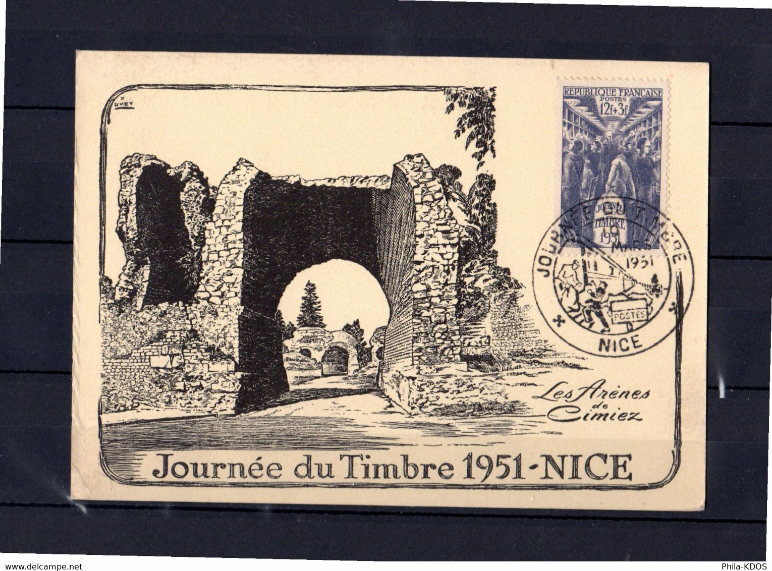 " JOURNEE DU TIMBRE 1951 " Sur Carte Maximum. Oblitération De NICE. N° YT 879. Parfait état. Voir Les 2 Scans CM - 1950-1959