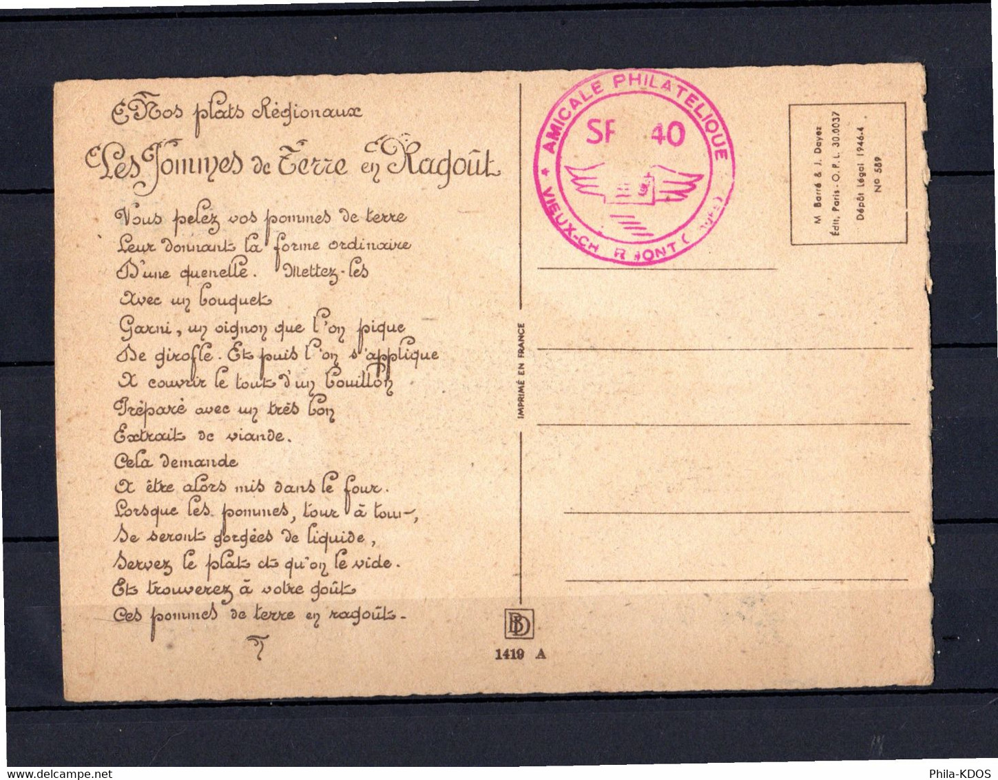 " JOURNEE DU TIMBRE 1953 " Sur Carte Maximum Oblitération De VIEUX CHARMONT N°YT 940 Parf état Voir Les Scans CM - 1950-1959