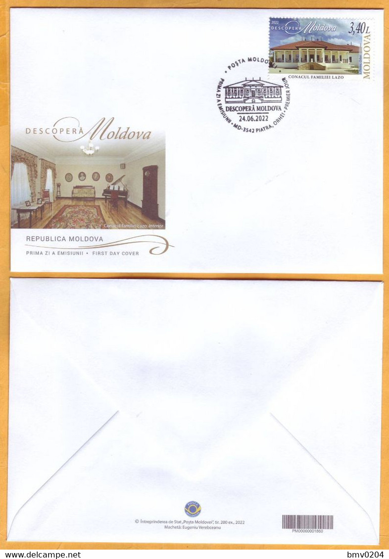 2022  Moldova FDC „Discover Moldova”  ”The Mansion Of Lazo Family, Piatra Village”, Orhei Region. - Moldova