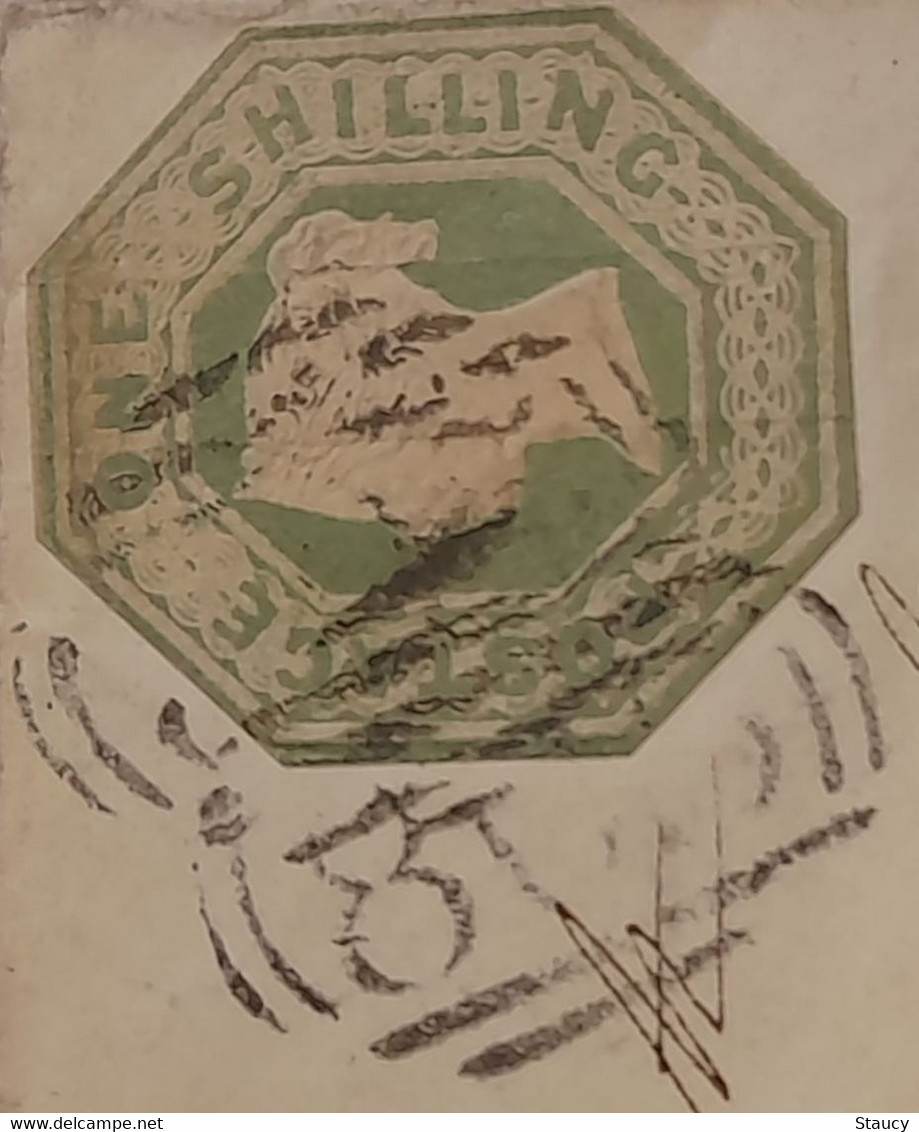 UK GB GREAT BRITAIN 1851 Under Paid Cover Franked With One Shilling Embossed Torquay To USA Add 5c Charged In USA Scan - Briefe U. Dokumente