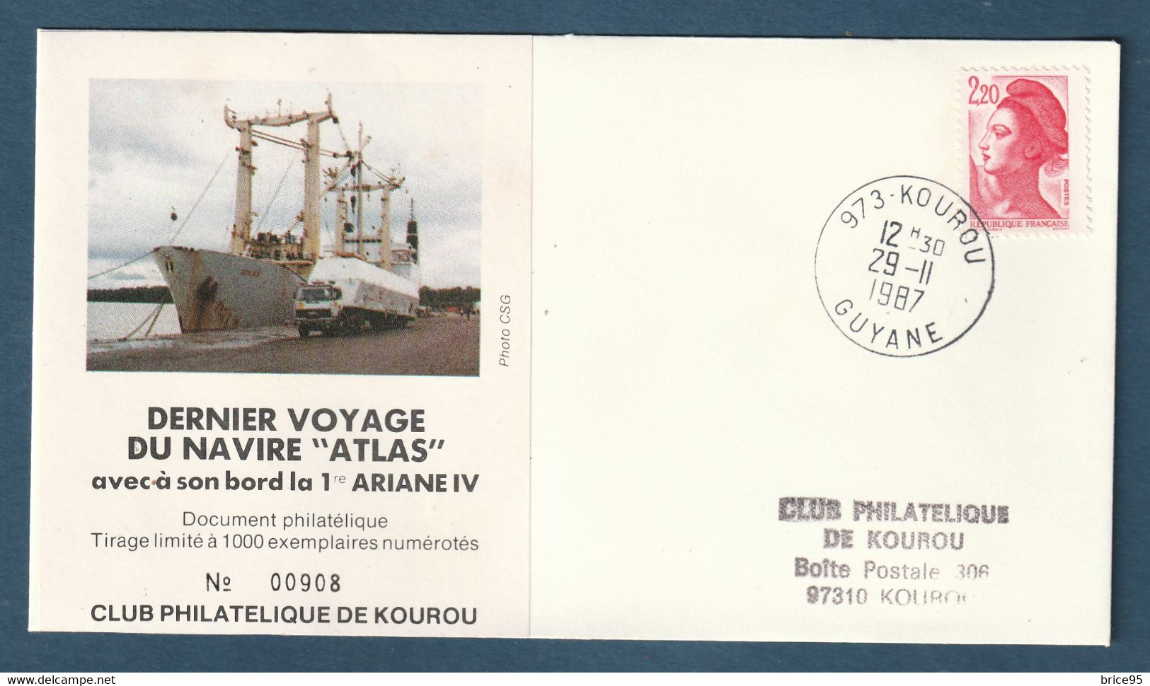 ✈️ France - Premier Jour - FDC - Dernier Voyage Du Navire Atlas - Ariane - 1987 ✈️ - 1980-1989
