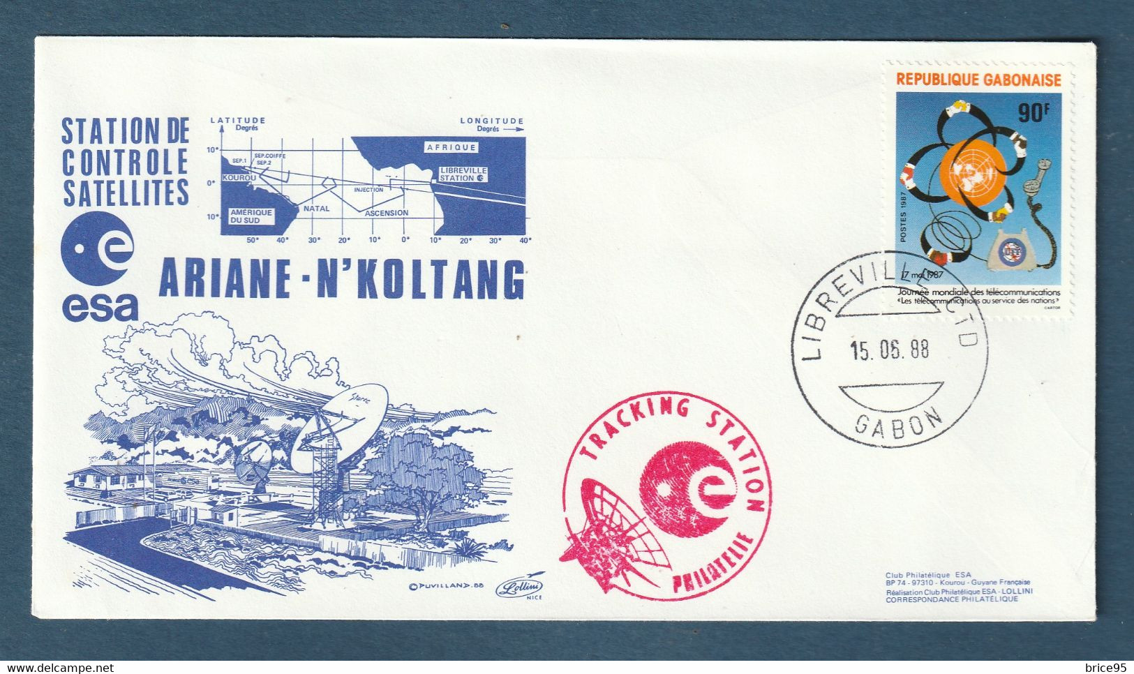 ✈️ Gabon - Ariane N'Koltang - Station De Contrôle Satellites - 1988 ✈️ - Afrika