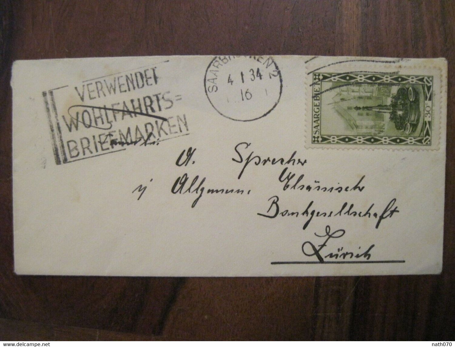 1934 Saar Saarbrücken Cover Deutsches Reich Postkarte Saargebiet Wohlfahrts - Briefe U. Dokumente