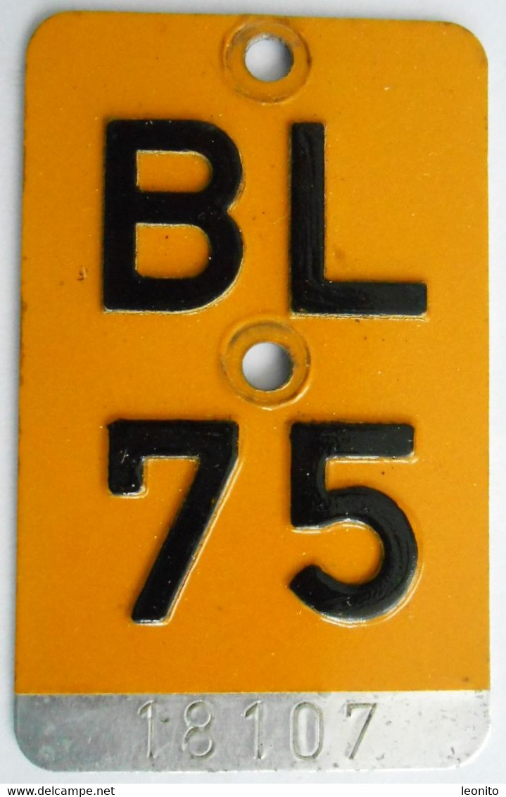 Velonummer Mofanummer Basel Land BL 75 - Plaques D'immatriculation