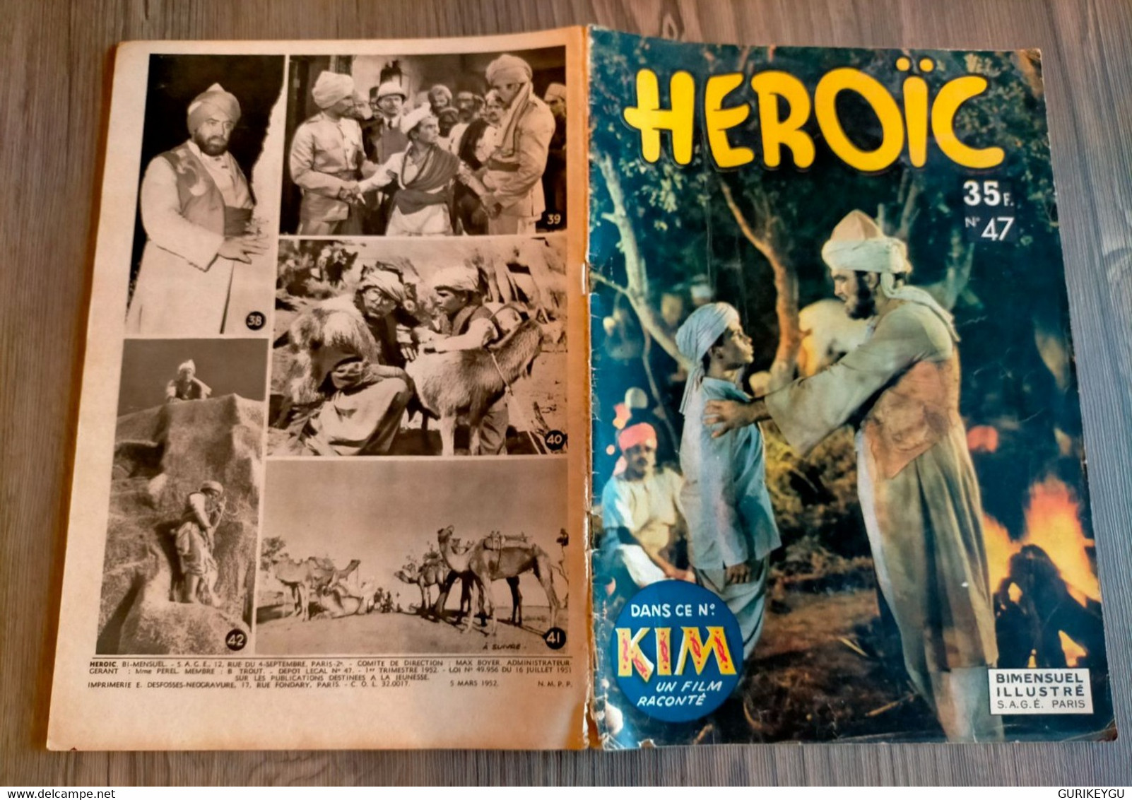 Bd HEROIC N° 47 KIM Errol Flynn DEAN STOCKWELL Paul Lukas  KINOWA  Aventures Comiques De POPEYE 05/03/1952 SAGE - Sagédition