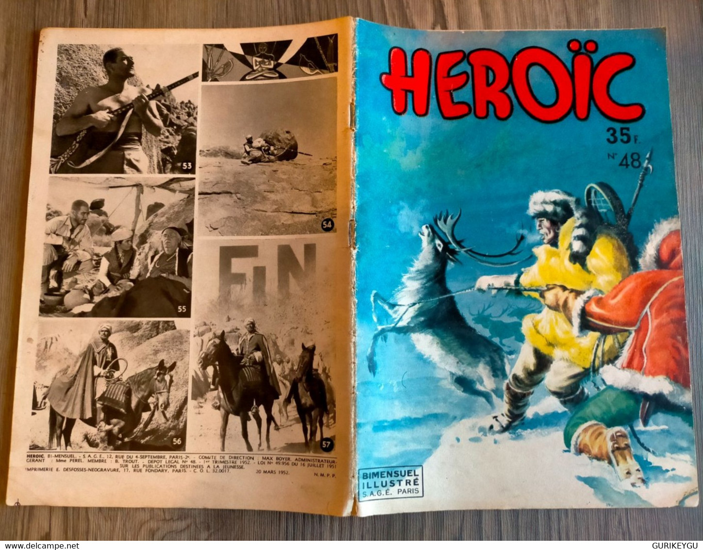 Bd HEROIC N° 48 KIM Errol Flynn DEAN STOCKWELL Paul Lukas  KINOWA  Aventures Comiques De POPEYE 20/03/1952 SAGE - Sagédition