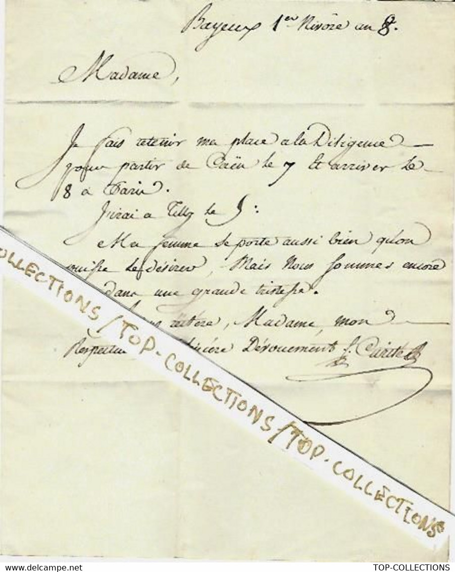 REVOLUTION TERREUR  LE PRETENDU OR  DE LA RUE MICHODIERE  1799 LETTRE PERSONNELLE De  Bayeux => Citoyenne Lalande Magon - Historical Documents