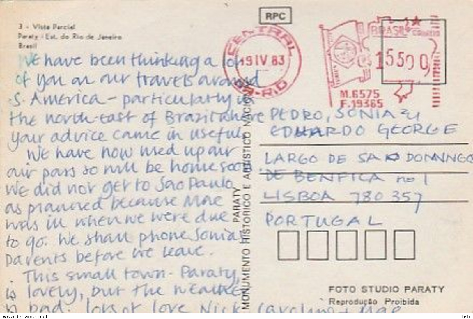 Brazil & Marcofilia, Paraty, Parcial View, Estado Do Rio De Janeiro, Lisboa 1978 (3) - Souvenir De...