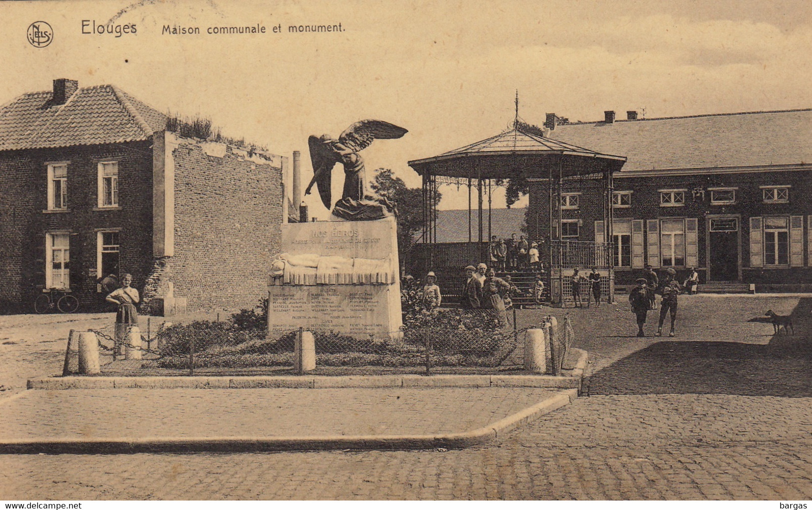 Carte Postale Elouges Maison Communale Et Monument - Dour