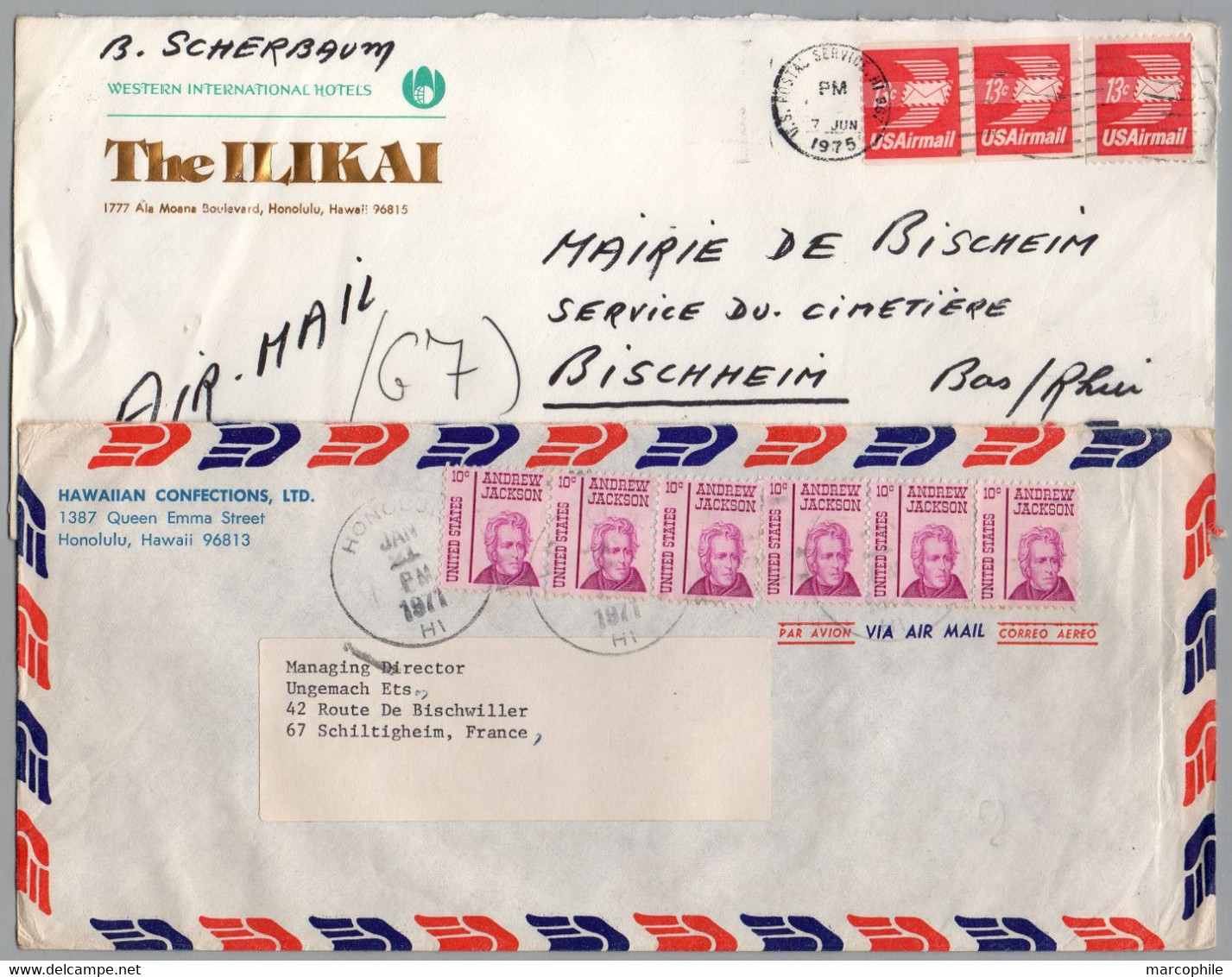 HAWAII - HONOLULU /1971 & 1975 - 2 AIRMAIL COVERS TO FRANCE (ref 8017GF) - Hawaï