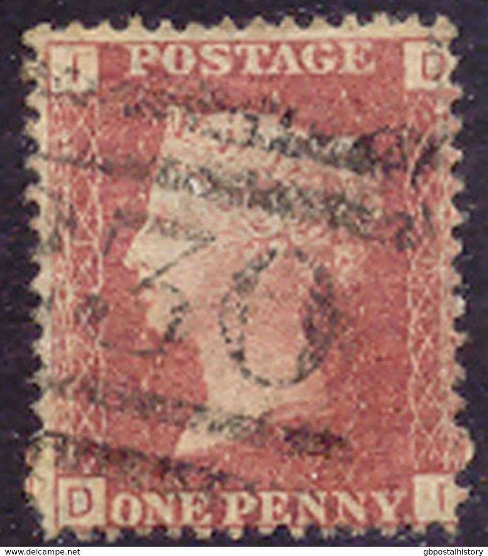 GB QV 1d Pl.201 (DI) Superb Used Rare Watermark VARIETY: BISECTED Watermark (part Of Crown At Left And Part At Right), R - Oblitérés