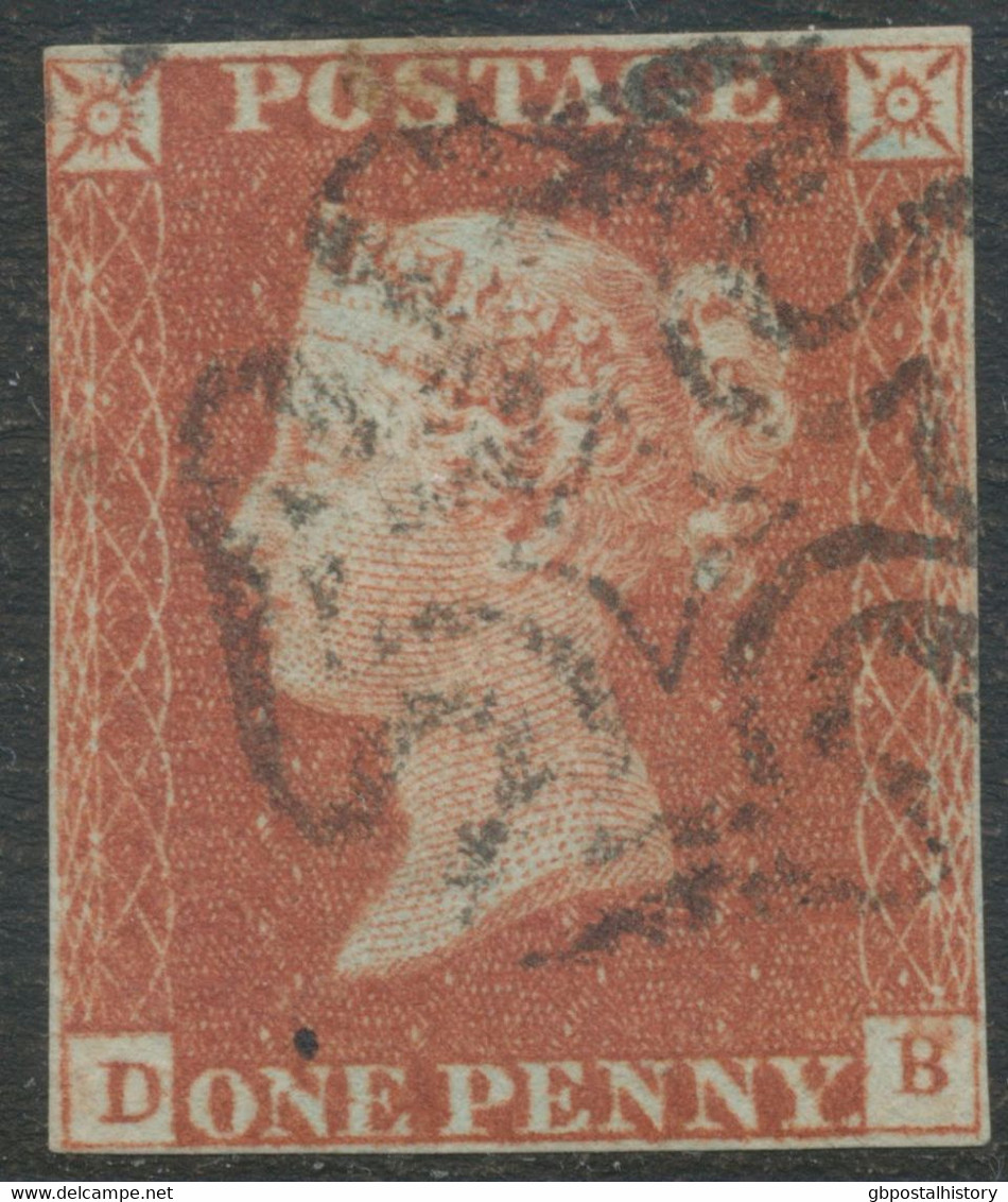 GB QV 1 D Redbrown Plate 34 (DB) 4 Full But Partly Narrow Margins, Nice Black MC, VARIETY/ERROR: Double Letter „D“ - Gebraucht