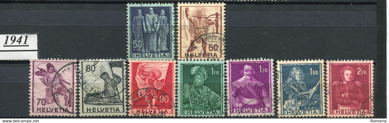 Suisse - 1941 - Yt 358 -> 366 - Série Historique - Oblitérés - Oblitérés