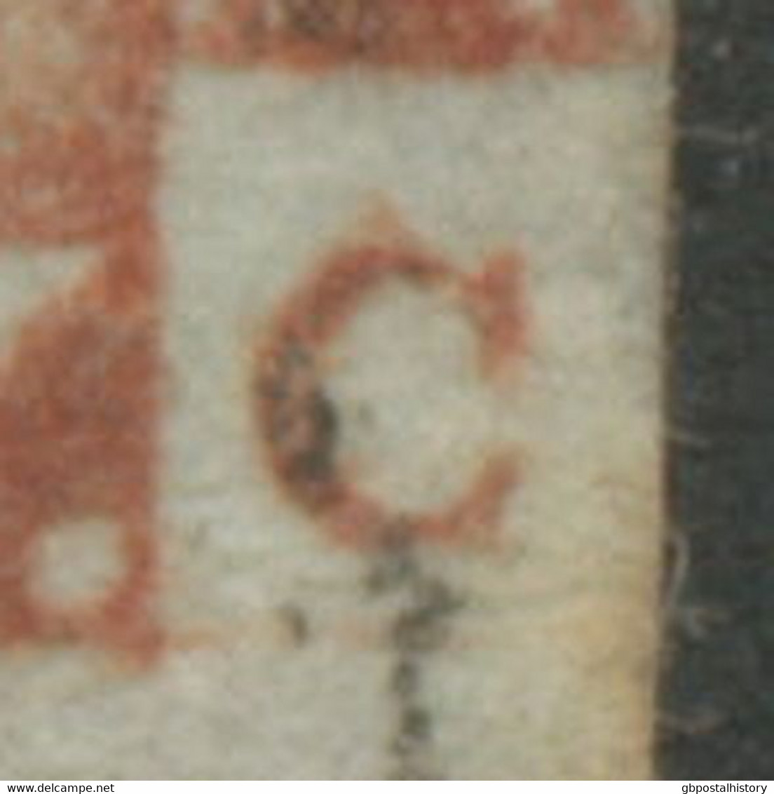 GB QV 1 D Redbrown Unplated (AC) Almost 3 Margins, VFU, VARIETY/ERROR: No Frameline Under „C“, R! - Used Stamps