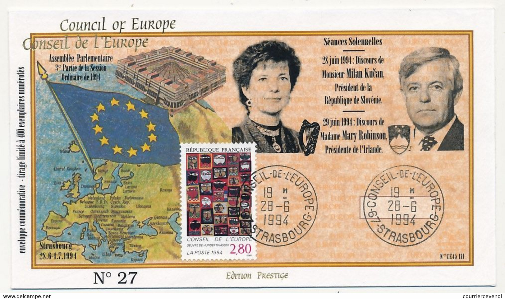 Env Affr. 2,80F La Presse...- OMEC Session Du Parlement Européen STRASBOURG 15/2/1994 / Taslima NASREEN Prix Sakharov - Covers & Documents
