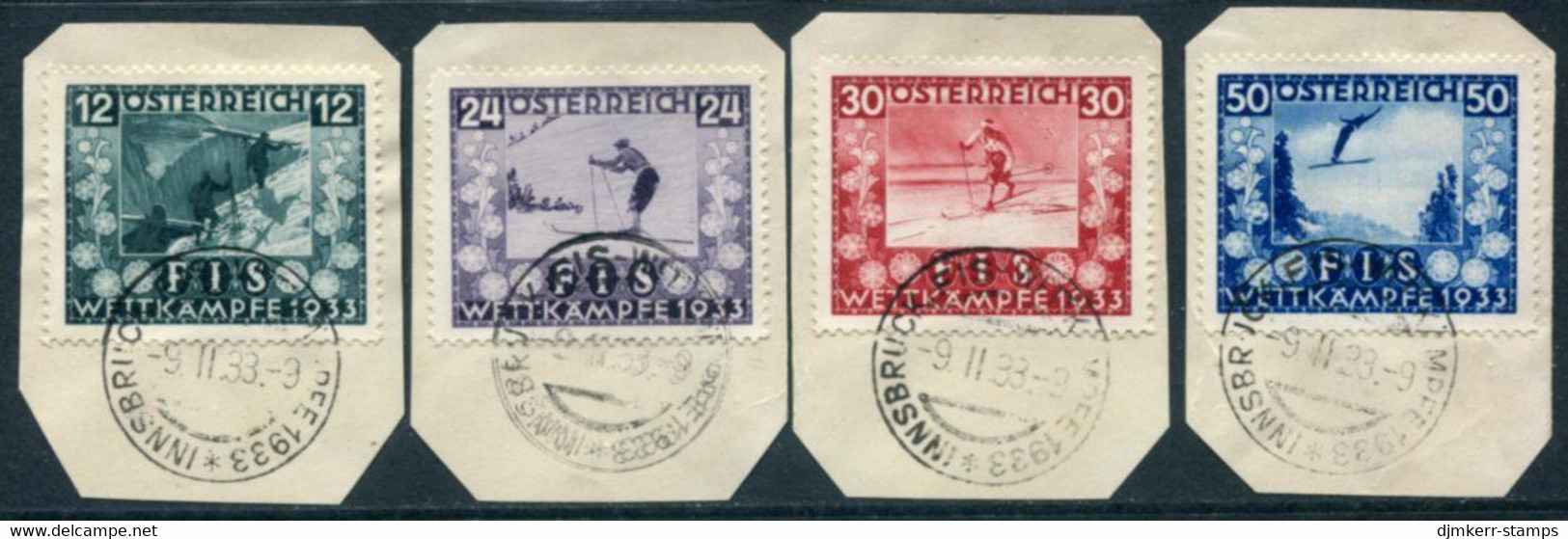 AUSTRIA 1933 Ski Championship Fund Used On Pieces.  Michel 551-54 - Used Stamps