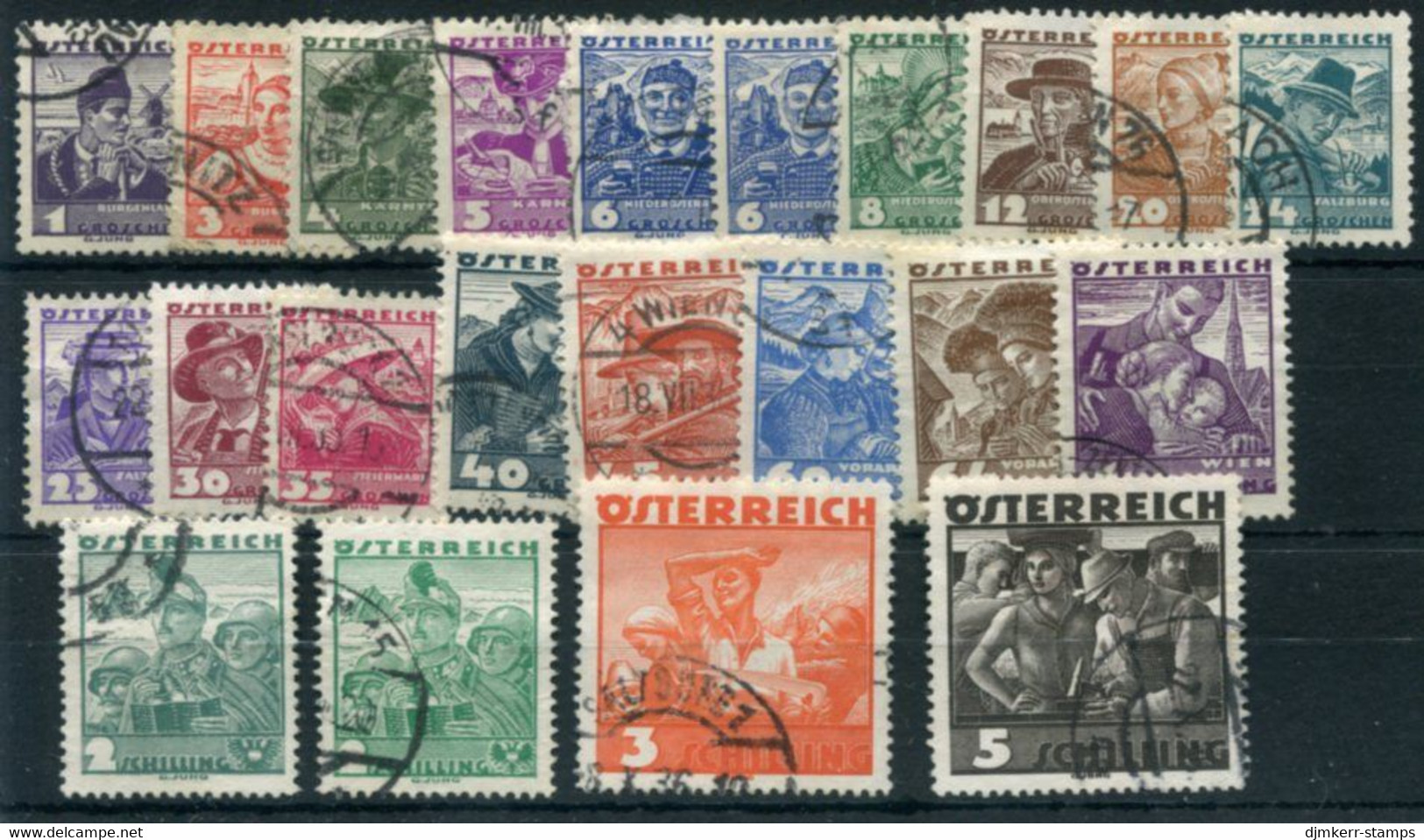 AUSTRIA 1934 Definitive Set Used.   Michel 567-87. - Used Stamps