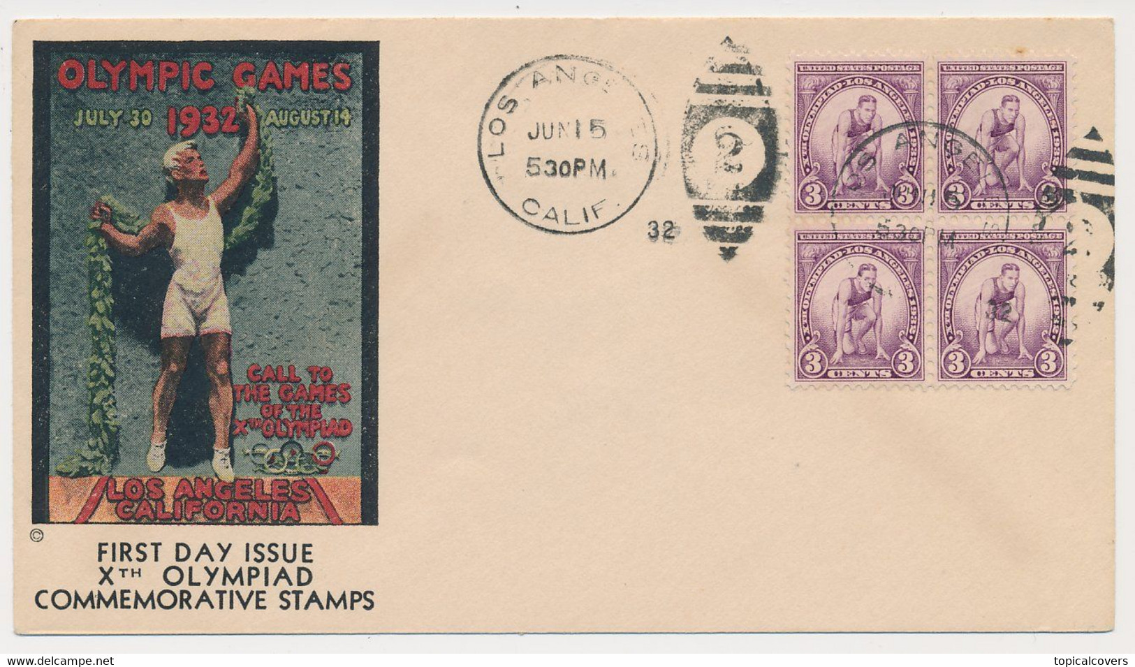 Olympic Games 1932 Los Angeles USA - FDC - Zomer 1932: Los Angeles