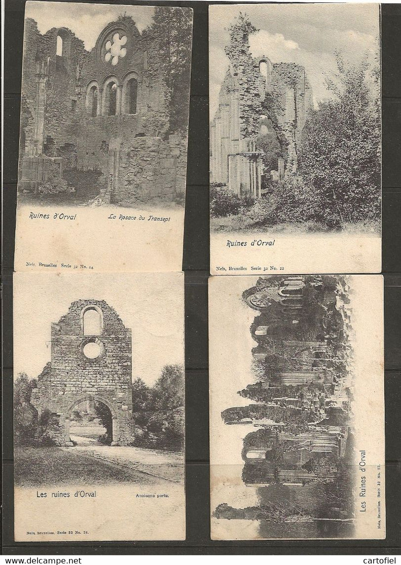 ORVAL-RUINES-LOT DE 4 CARTES-PRECURSEUR-NELS-BRUXELLES-SERIE32 NO.12+14+22+24-CARTES ENVOYEE-1903-VOYEZ LES 2 SCANS - Florenville