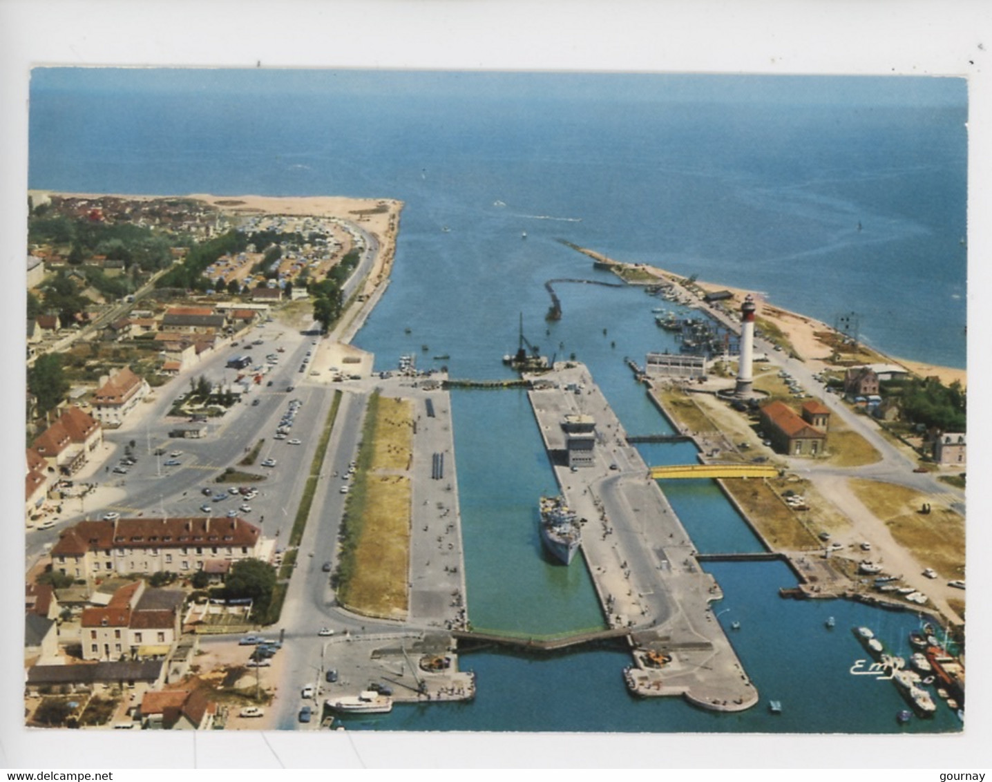 Ouistreham Riva Bella : L'écluse Et Le Chenal (cp Vierge N°6 Le Goubey Aérienne) - Ouistreham