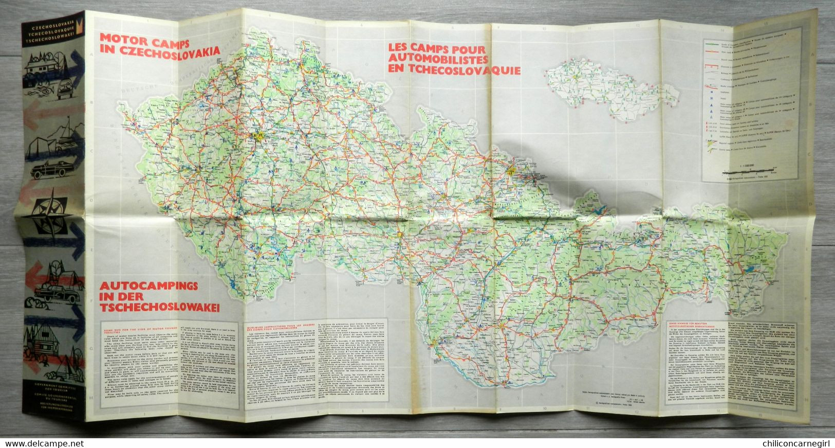 * Les Camps Pour Automobilistes En TCHÉCOSLOVAQUIE - CARTE PLAN 1968 - PRAGUE - PRAG - CZECHOSLOVAKIA - PRAHA - Carte Topografiche