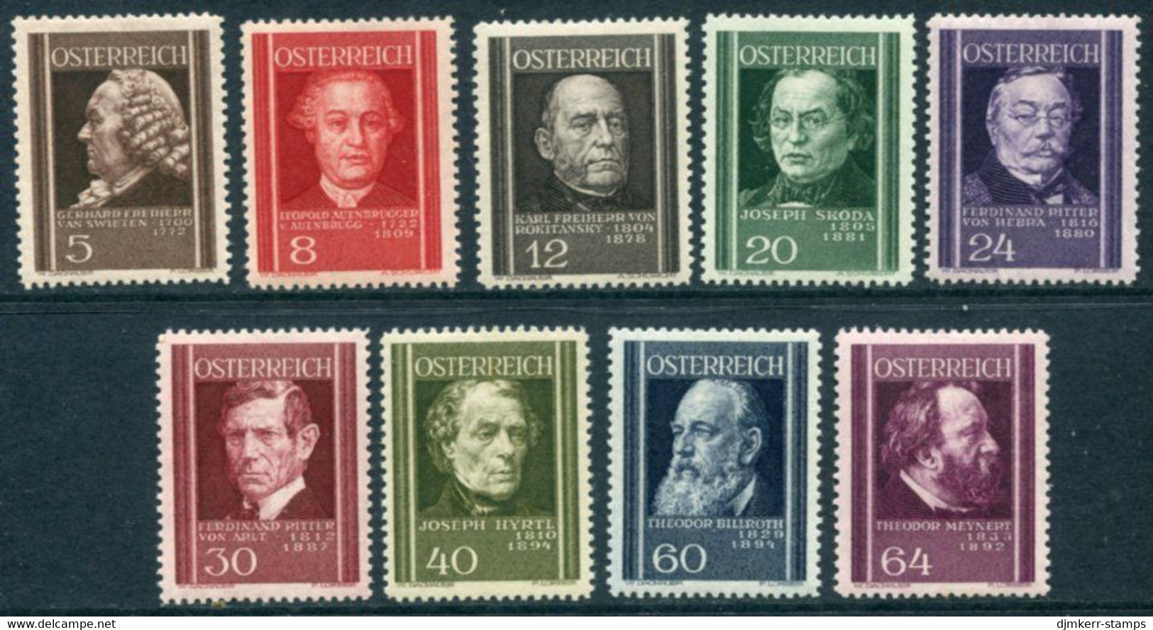 AUSTRIA 1937 Doctors MNH / **.  Michel 649-57 - Unused Stamps