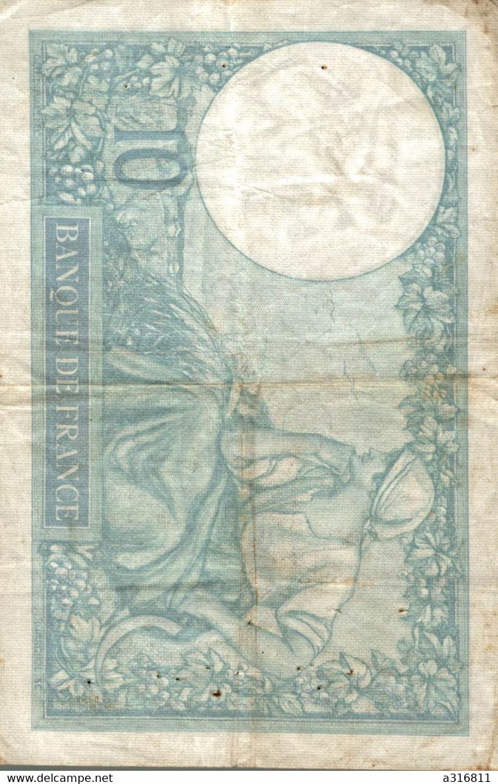 Billet De Banque France 10 F Dix Francs Type Minerve  Date 26/9/1940 - 10 F 1916-1942 ''Minerve''