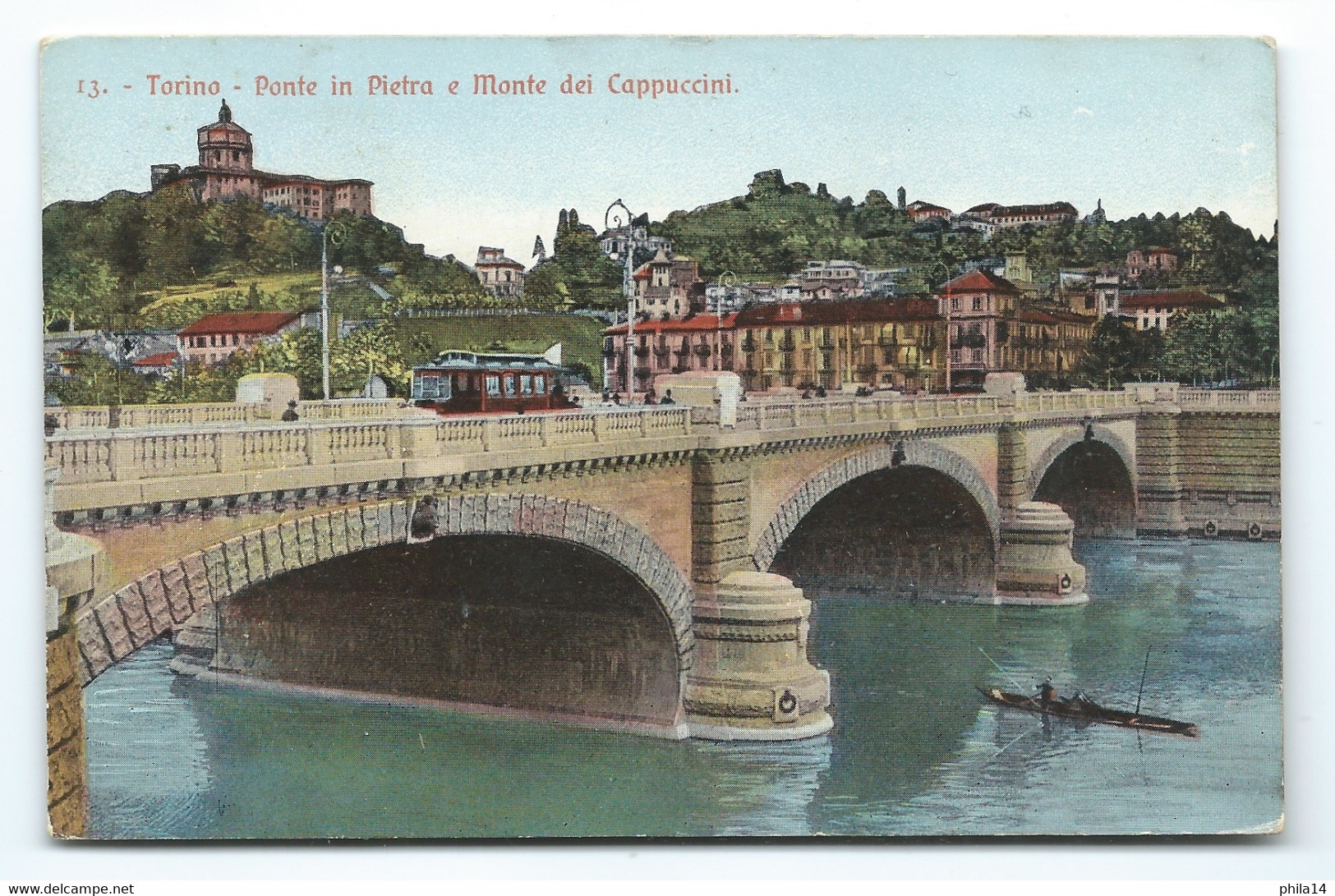 CARTE POSTALE TURIN TORINO ITALIE / PONTE IN PIETRE E MONTE DEI CAPPUCCINI / 1915 / TAXE - Ponts