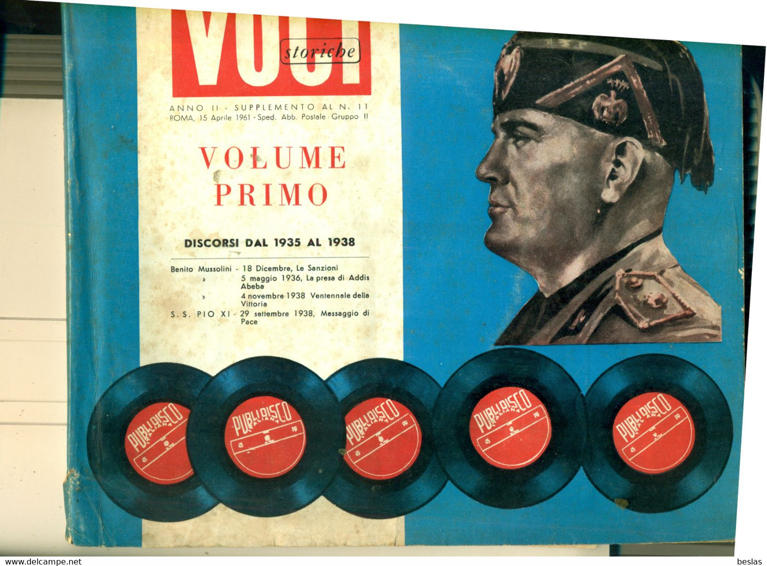 VOCI STORICHE DISCORSI DI MUSSOLINI 3 VOLUMES AVEC DISQUES A PARTIR DE 15 EUROS - Storia, Biografie, Filosofia