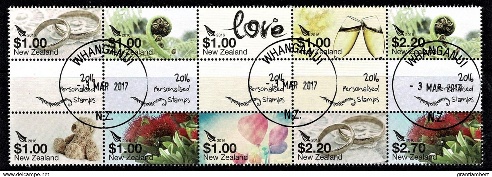 New Zealand 2016 Personalised Stamps Block Of 10 Used - Oblitérés