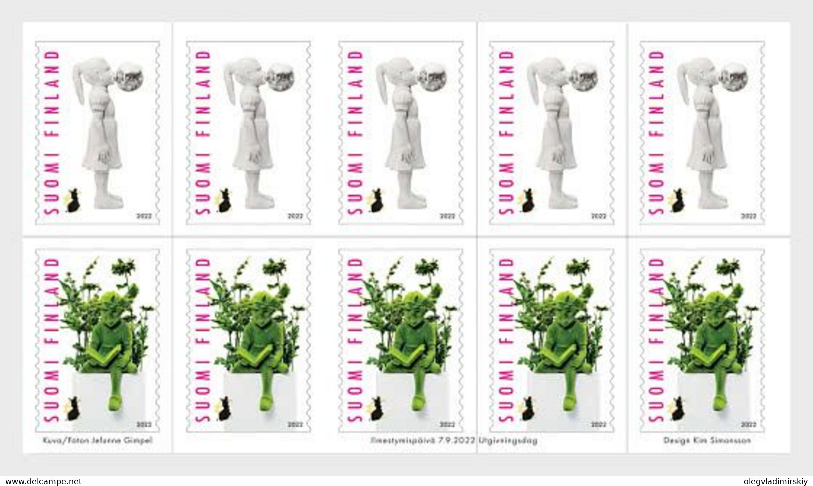 Finland 2022 Posti's Art Award Sculptor Kim Simonsson Sheetlet Of 5 Sets Of 2 Stamps - Nuovi