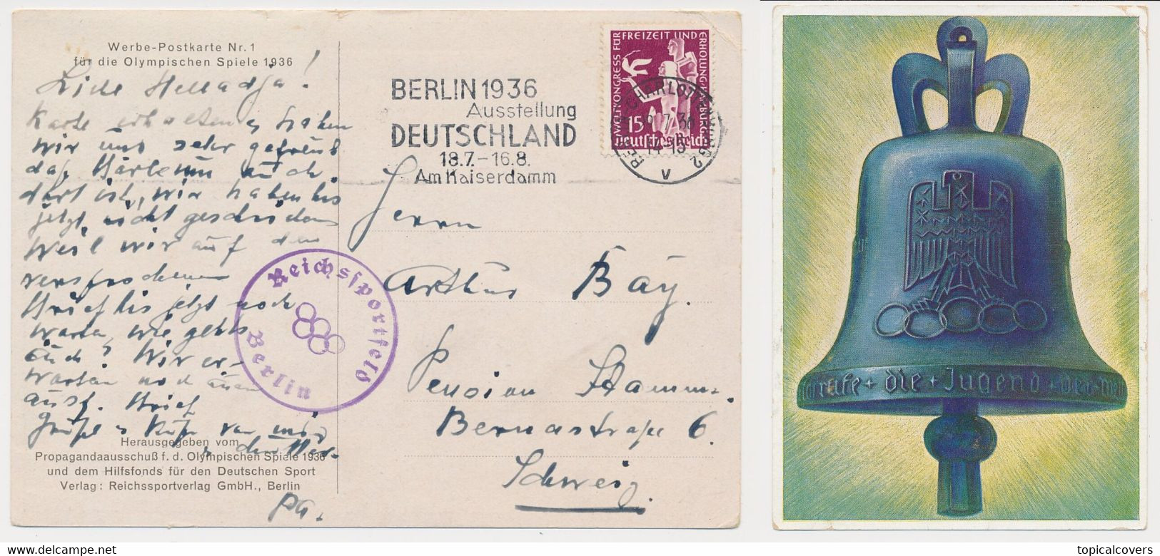 Promotional Postcard Olympic Games Berlin 1936 Germany - Reichssportfeld - Estate 1936: Berlino