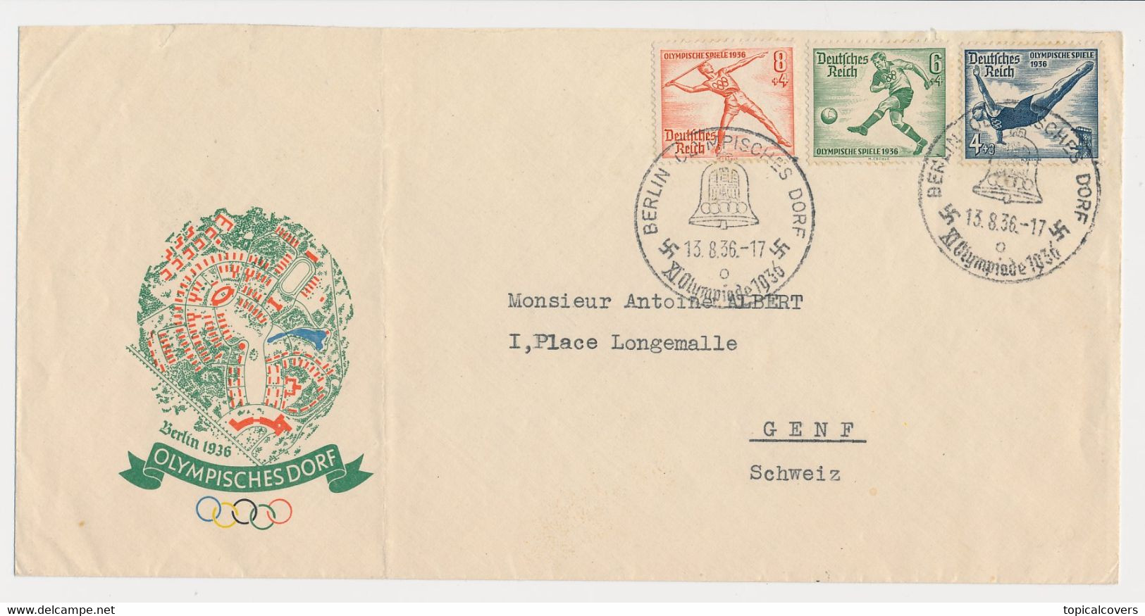 Illustrated Cover / Postmark / Stamps  Olympic Village Olympic Games Berlin 1936 - Sommer 1936: Berlin