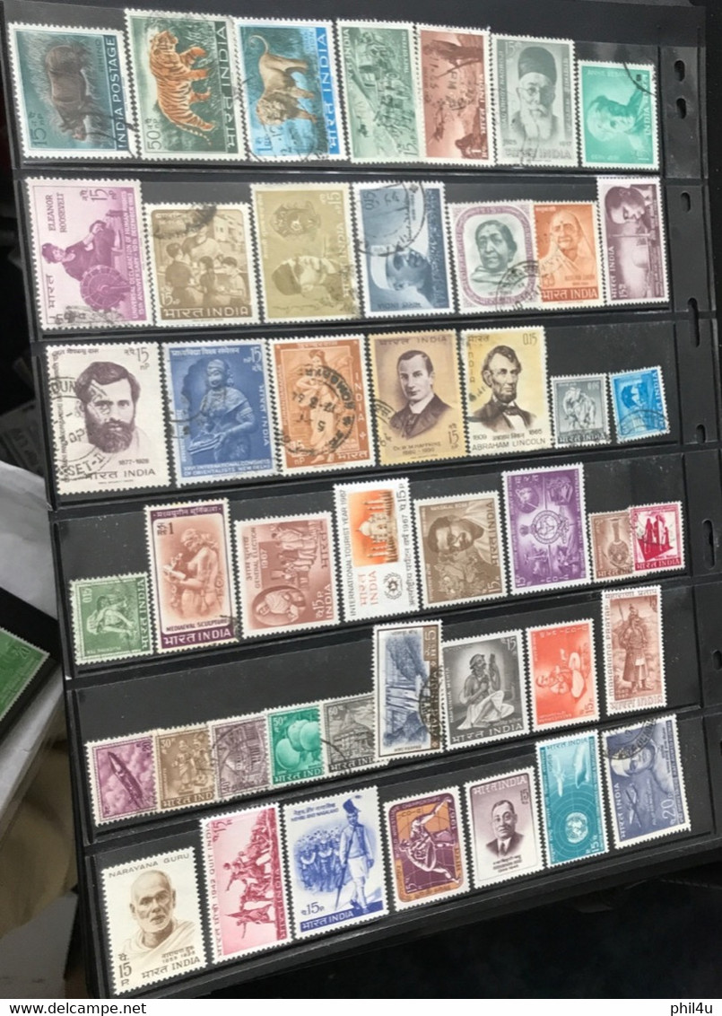 India 1947-98 On 7+ Sheets Most Mint Pre 1955 Also Used SG Cat £375+ See Photo Also Offers Invited On My Listings - Gebruikt