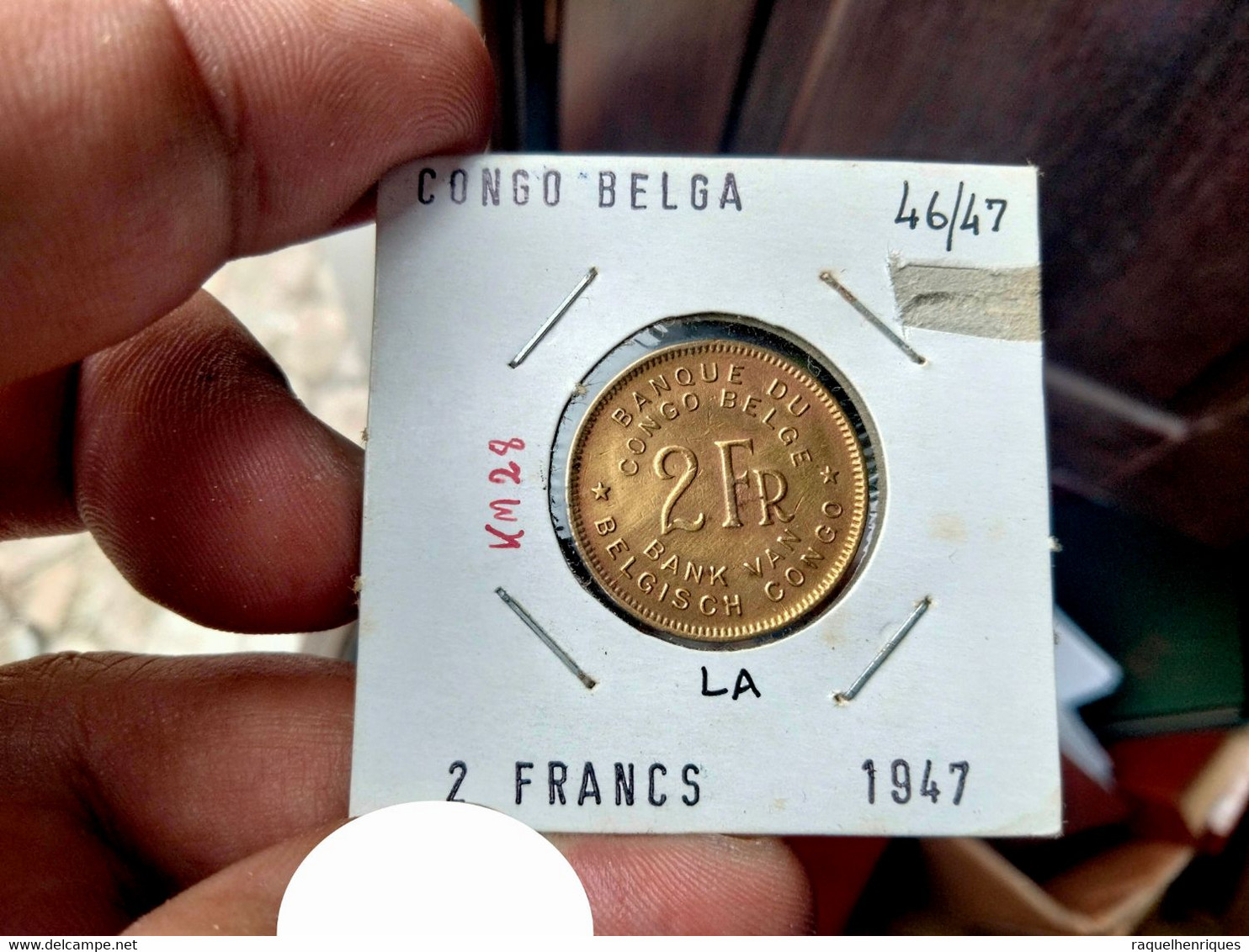 BELGIAN CONGO 2 FRANCS 1947 KM# 28 - African Elephant (G#12) - 1945-1951: Reggenza