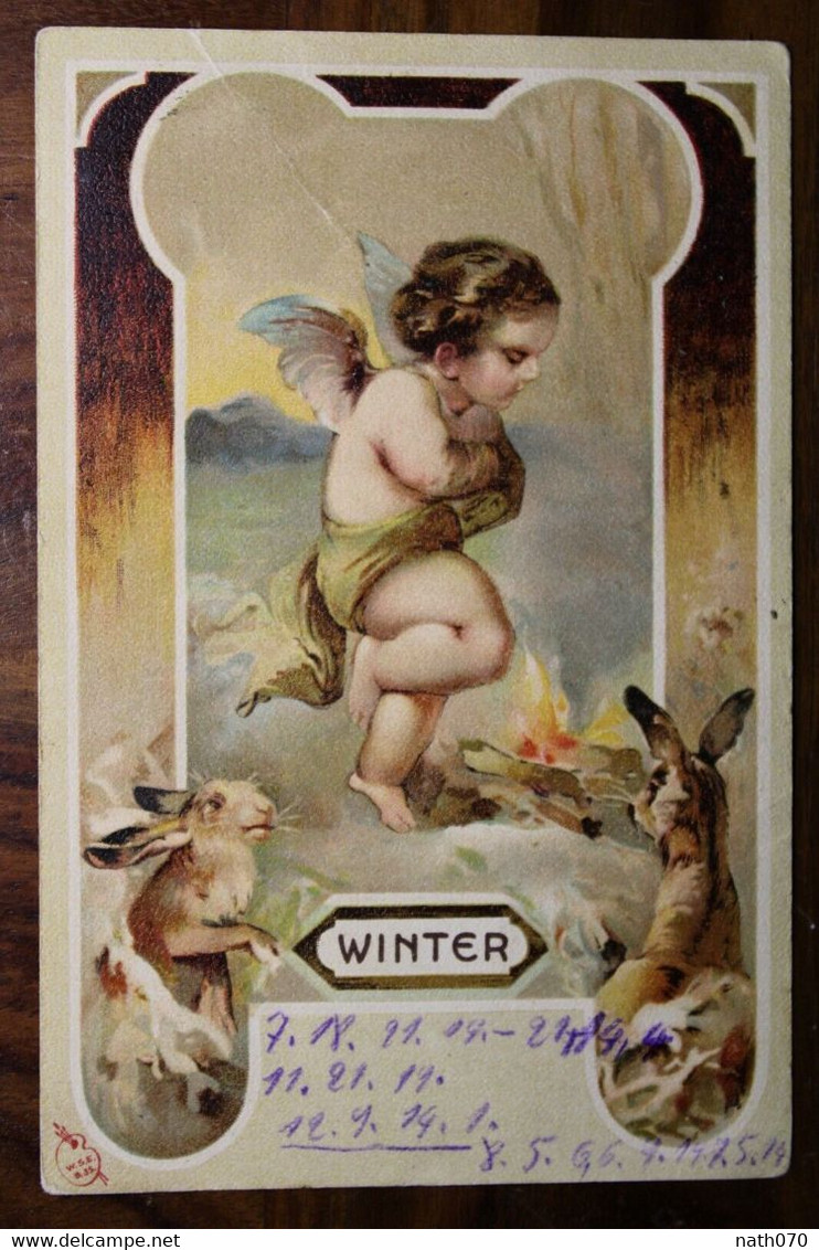 AK CPA 1909 Engel Jugendstil Litho Winter Tiere Enfant Ange Art Nouveau Freuden Kinder Cover Larochette Luxembourg - Angeles
