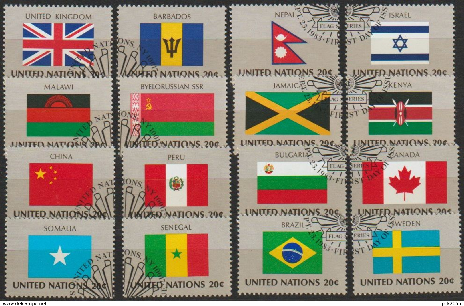 UNO New York 1983 MiNr.422 - 437 O Gest. Flaggen Der UNO-Mitgliedsstaaten ( D 6969 ) - Oblitérés