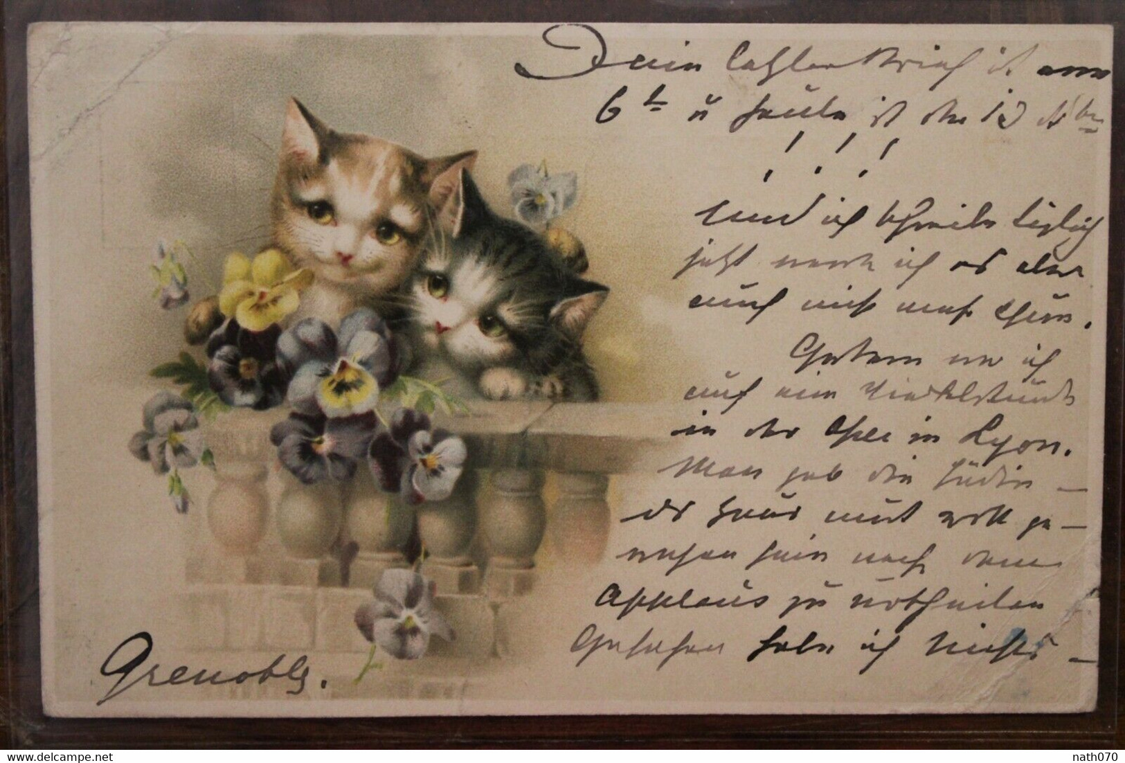 AK 1899 CPA Tiere Katze Blümen Litho Animaux Chats Fleurs - Cats