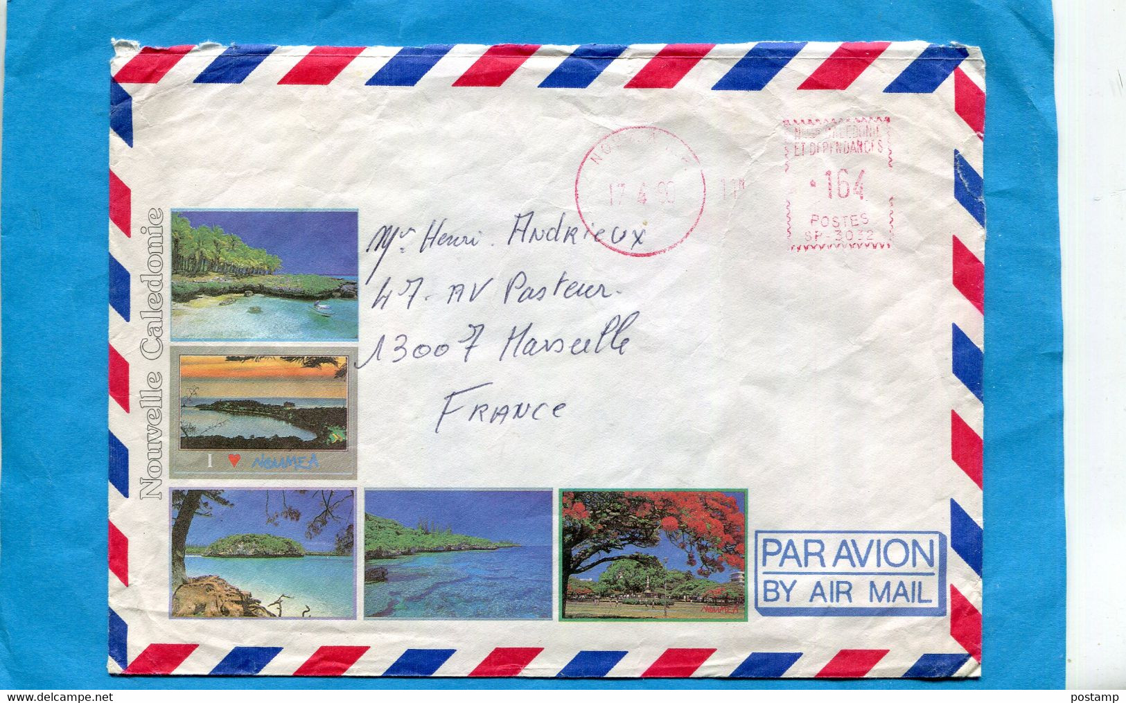 NOUVELLE CALEDONIE- Lettre Illustrée 4 Photos- Cad 1990  E M A Rouge-164  Nouméa  Pour Métropole - Lettres & Documents